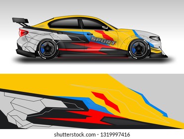 Racing car decal wrap vector designs. Truck and cargo van decal, company , rally, drift