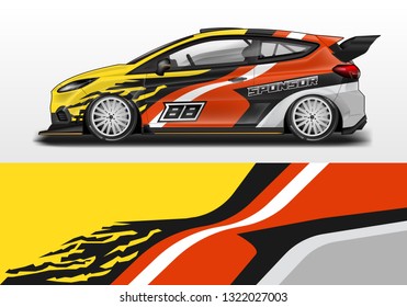 Racing car decal wrap vector designs. Truck and cargo van decal, company , rally, drift 