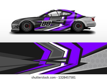 Racing car decal wrap vector designs. Truck and cargo , company , rally, drift . Graphic abstract stripe racing background .
