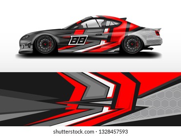 Racing car decal wrap vector designs. Truck and cargo , company , rally, drift . Graphic abstract stripe racing background .