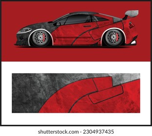 Racing car decal wrap vector designs, sport car wrap design