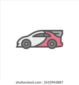 racing car filled outline icon. sports car color line illustration.