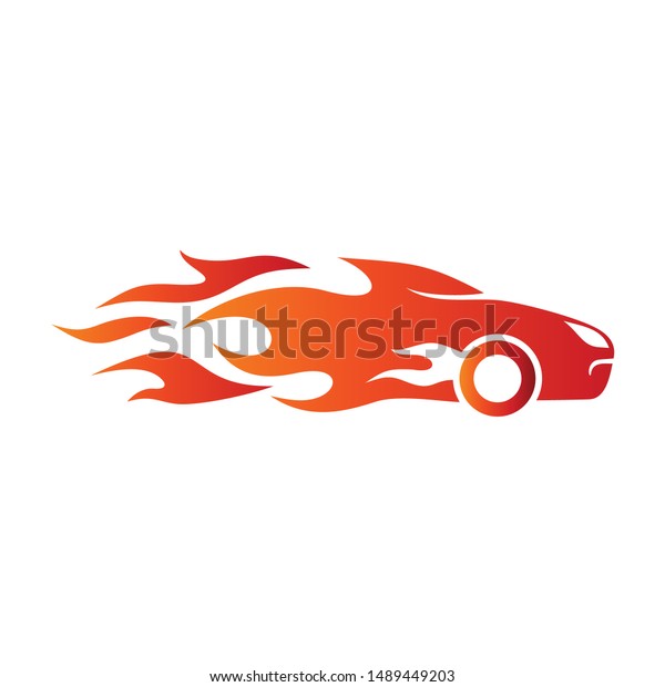 Racing Car With Fire Logo\
Vector