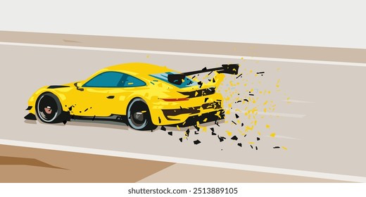 Racing car, flat design isolated vector illustration. Auto sport