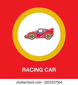 racing car flat icon - simple, vector, icon for website design, mobile app, ui. Vector Illustration