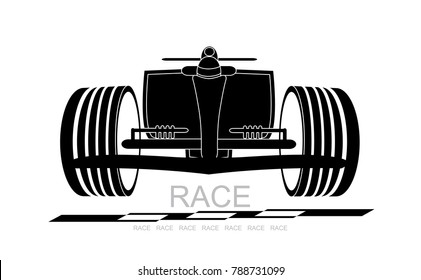 Racing car front view isolated on white.