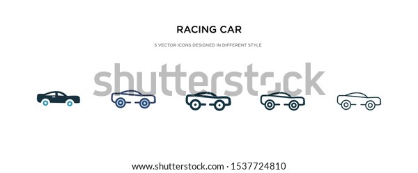 racing car\
icon in different style vector illustration. two colored and black\
racing car vector icons designed in filled, outline, line and\
stroke style can be used for web, mobile,\
ui