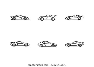 racing car icon line art vector illustration