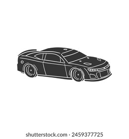 Racing Car Icon Silhouette Illustration. Vehicles Vector Graphic Pictogram Symbol Clip Art. Doodle Sketch Black Sign.