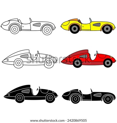 Racing car icon vector set. Bolide illustration sign collection. Race symbol or logo.