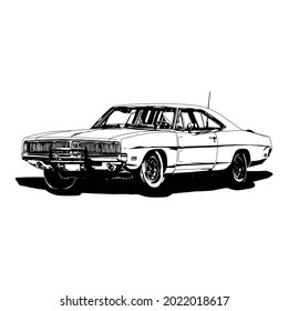 Automóvil de carreras aislado sobre fondo blanco. silueta abstracta. ilustración vectorial de línea.