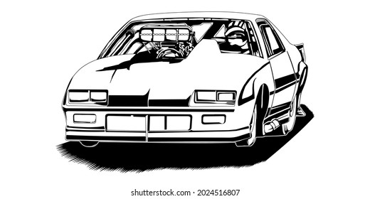 Racing car isolated on white background. abstract silhouette. line art. vector illustration.