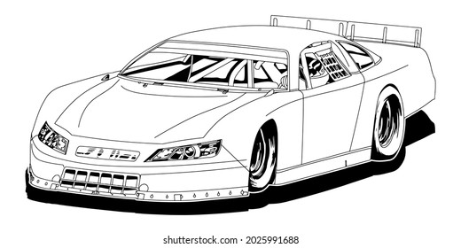 Racing car isolated on white background. abstract silhouette. line art. vector illustration.