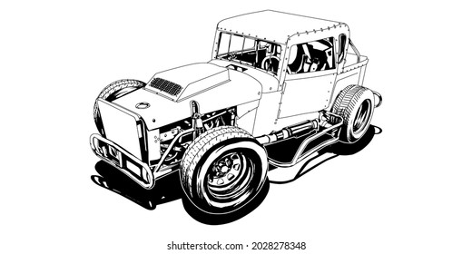Racing car isolated on white background. abstract silhouette. line art. vector illustration.