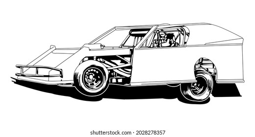 Racing car isolated on white background. abstract silhouette. line art. vector illustration.