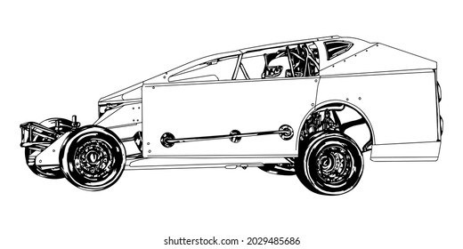 Racing car isolated on white background. abstract silhouette. line art. vector illustration.