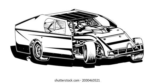 Racing car isolated on white background. abstract silhouette. line art. vector illustration.