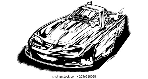 Racing car isolated on white background. abstract silhouette. line art. vector illustration.