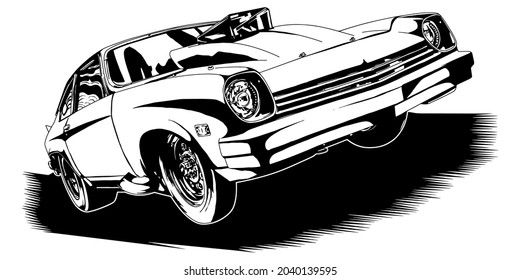 Racing car isolated on white background. abstract silhouette. line art. vector illustration.