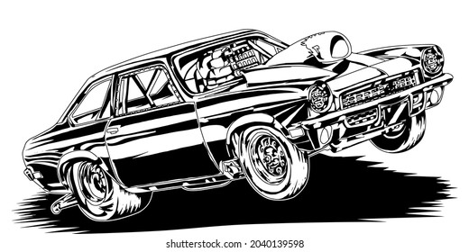 Racing car isolated on white background. abstract silhouette. line art. vector illustration.