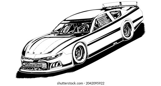 Racing car isolated on white background. abstract silhouette. line art. vector illustration.