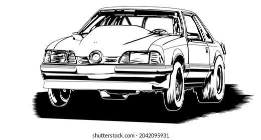 Racing car isolated on white background. abstract silhouette. line art. vector illustration.