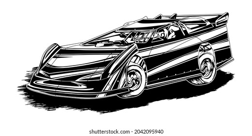 Racing car isolated on white background. abstract silhouette. line art. vector illustration.