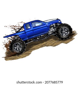 racing car isolated on white background. Monster Truck. vector illustration.