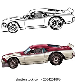 Racing car isolated on white background. abstract silhouette. line art. vector illustration.