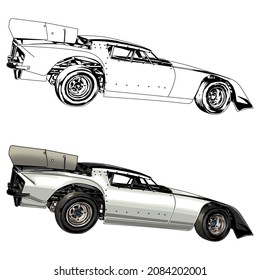 Racing car isolated on white background. abstract silhouette. line art. vector illustration.