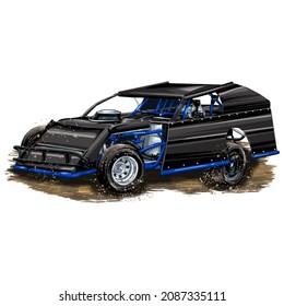 racing car isolated on white background. off road adventure car vector illustration.
