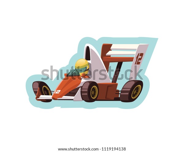 Racing car isolated on\
a white background