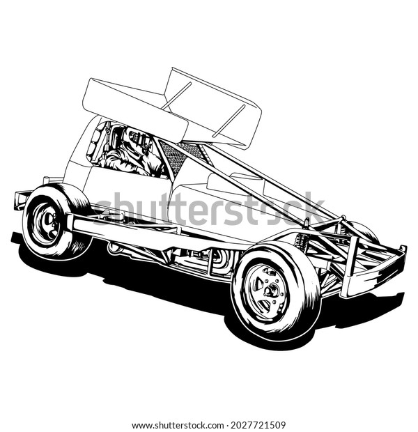 Racing car isolated on white
background. abstract silhouette. line art. vector
illustration.