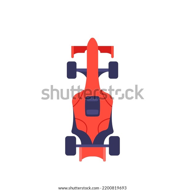 Racing Car Isolated on White Background. Red\
Sport Automobile Top View, Transportation for Race Competitions.\
Modern Motorsport Transport for Circuit Extreme Sport Track.\
Cartoon Vector\
Illustration