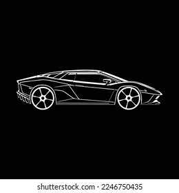 Racing car line art vector illustration template
