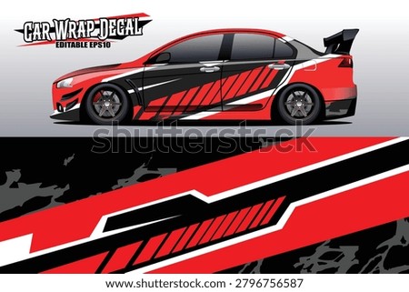 Racing Car Livery Design, Editable Sports Car Decal Vector Template 10