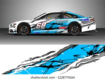 Racing car livery design vector. Graphic abstract stripe racing background kit designs.