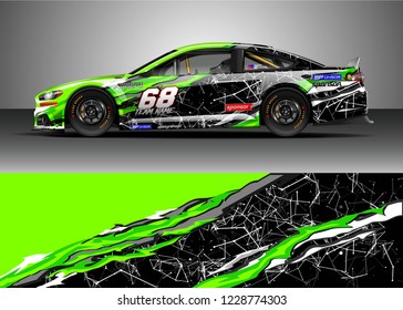 Racing car livery design vector. Graphic abstract stripe racing background kit designs.