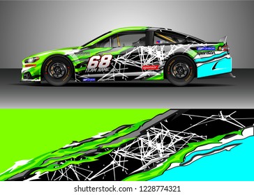 Racing car livery design vector. Graphic abstract stripe racing background kit designs.