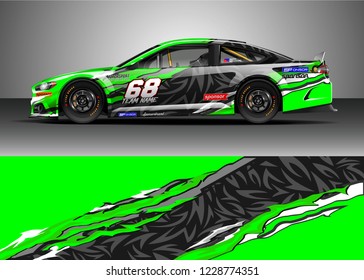 Racing car livery design vector. Graphic abstract stripe racing background kit designs.