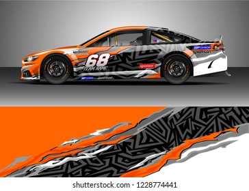 Racing car livery design vector. Graphic abstract stripe racing background kit designs.
