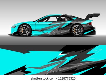 Racing car livery design vector. Graphic abstract stripe racing background kit designs.