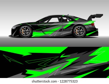 Racing car livery design vector. Graphic abstract stripe racing background kit designs.