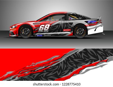 Racing car livery design vector. Graphic abstract stripe racing background kit designs.