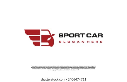 Racing car logo, Car combine with wing illustration