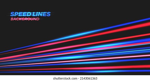 racing car moving fast with ray blue and red light trail blur effect for futuristic abstract background