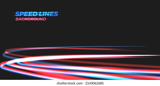 racing car moving fast with ray light trail blur effect for futuristic abstract background