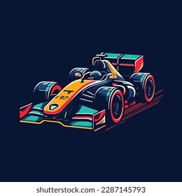 Racing Car on Pit Stop, Fast Motor Racing Bolid Cartoon Vector Illustration