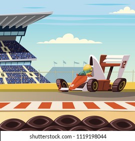 Racing Car On Racetrack