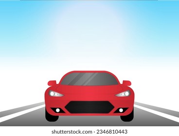 Racing Car on Racing Track. Racing track with Racing Car.  Race track road. Vector Illustration.	